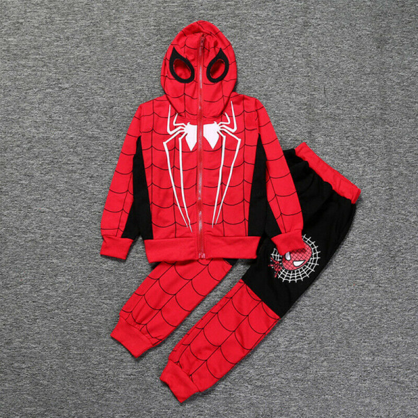 Kid Boy Spiderman Hoodie Fancy Set Sweatshirt + Byxor Träningsoverall Black