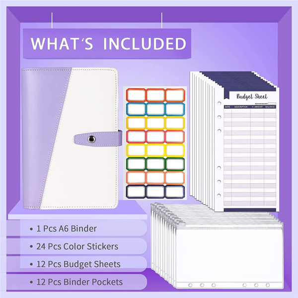 A6 Notebook Cash Organizer Budgetpärm Pengarsparande plånbok purple