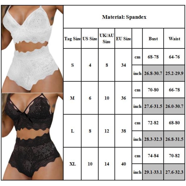 Mjuk spets push-up bh-set med högt midjehöga trosor, nattkläder Wine red XL
