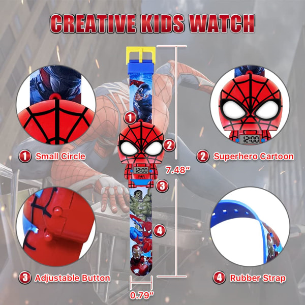 Tecknad elektronisk watch på The Avengers Superhjälte Iron Man Toys Spider-Man