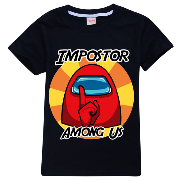 Barn Pojkar Flickor among us ​​Game T-shirt Impostor Gaming Xmas Gift Black