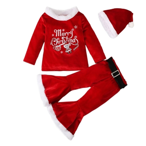 Christmas 3-delat set Santa Claus Jacket Coat Byx Hat Set A 100CM