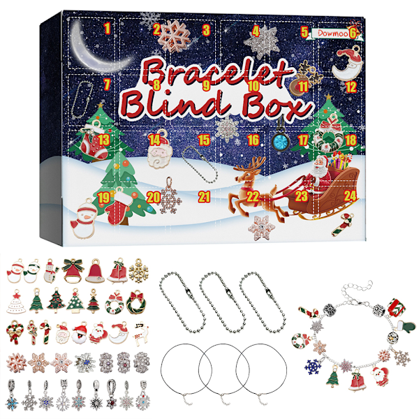 Julekalender Jule Nedtællingskalender DIY Charme Armbånd Fremstillingssæt Blind Box