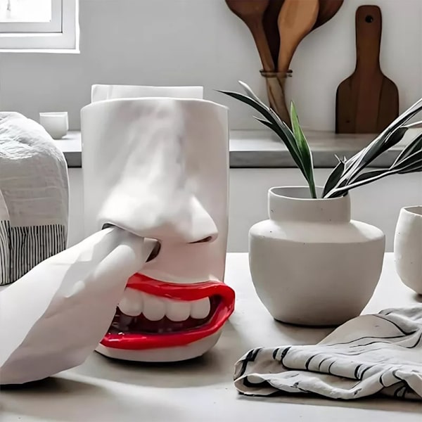 Rolig Ansiktsnäshållare Pappersvävnadsdispenser Humorpresent