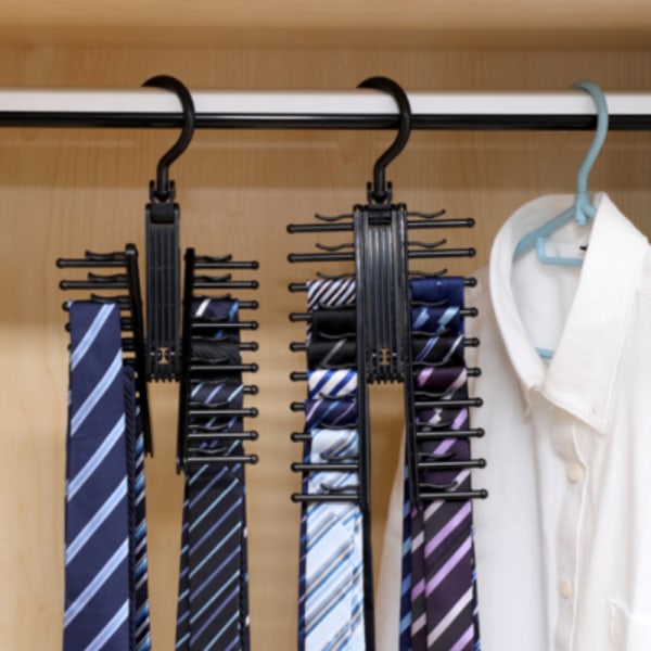 360° Tie Hanger Rack Organizer Roterad Hållare Garderobskrok Förvaring