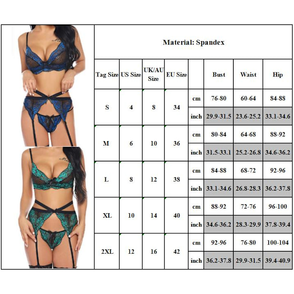 Naisten alusvaatteet seksikkäät alusvaatteet yöasut rintaliivit pikkuhousut setti blue XL