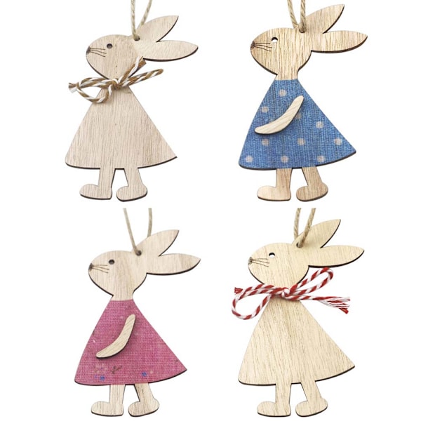 Påskpresent Söta Träprydnader DIY Trä Hängande Hantverk Dekorationer D(1PC)