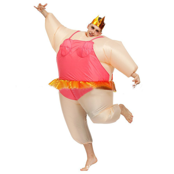 Rosa Fancy Dress Balett Sumo Uppblåsbar Kostym Vuxen Rolig Blow B