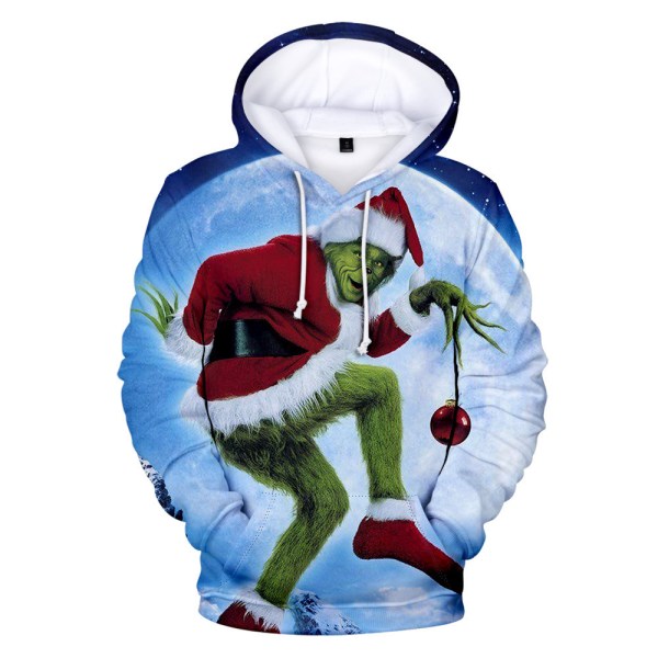 Grinch Kids Casual långärmade hoodies för jul D 150cm