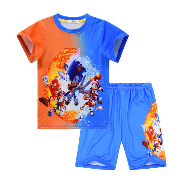 2st Kid Sonic Boy Suit Kortärmad T-shirt Shorts Pyjamas 110cm