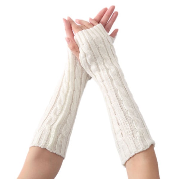 Fashion All-match Populära Long Tube Twist Half Finger Handskar white