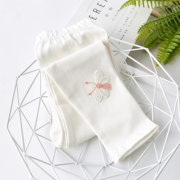 Lasten tyttöjen vapaa-ajan perhoskuvioiset housut leggingsit white 140cm
