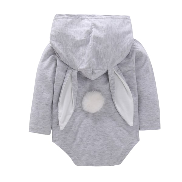 Pojkflicka Kanin Romper Huvad Söt Kanin Öron Jumpsuit Påsk 0-3M