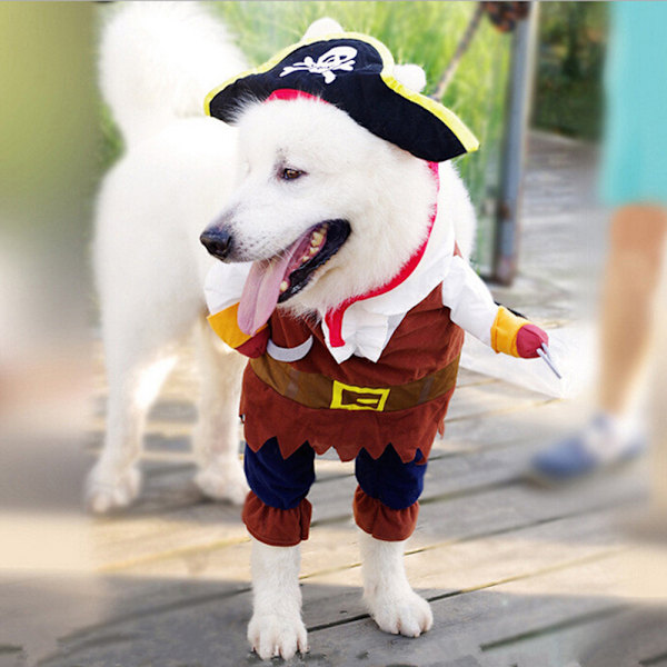 Halloween-kostym för hund och katt - Pirat Cosplay Rolig Festlig XL