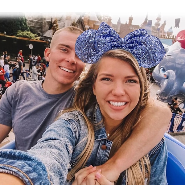 Minnie Mus Ører Hårbøyle Disneyland Jubileum Sjeldne Blå Paljetter Sløyfe Hodeplagg
