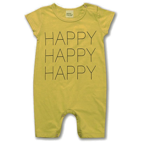 Baby Smile Print Black Romper Pyjamas Yellow 100