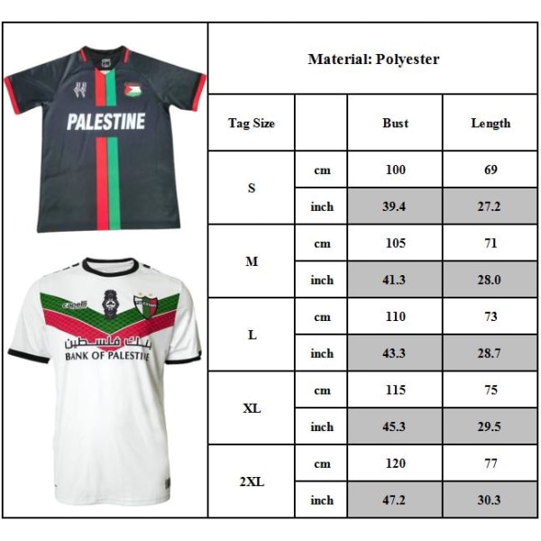 Palestina Fotbollströja 2023/24 Hemma- och Bortalagströja Fotbollströja T-shirt White-B XL