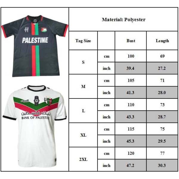 Palestina fotbollströja 2023/24 tröja hemma borta svart Black-A S