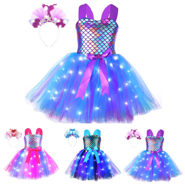 Barn Flickor Unicorn LED Tutu Set Fancy Dress Outfit Present 4 5-6Years