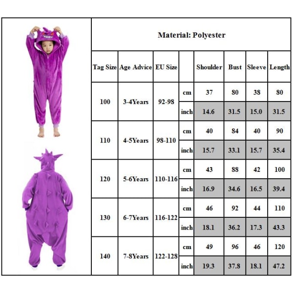 Barndjur Cartoon Jumpsuit Fleece Hemkläder Pyjamas 100cm