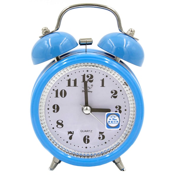 Retro Ljudstark Dubbelklocka Traditionell Väckarklocka Sängbord blue