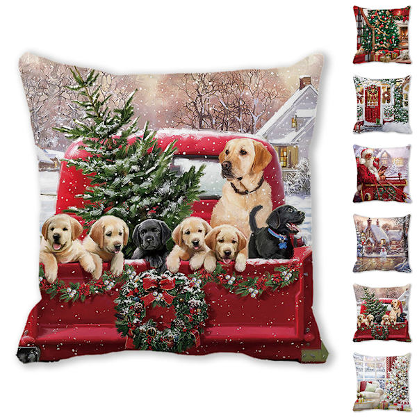 Jul örngott 45x45cm Dekorativt örngott Vinter Jul Dekorationer För Hem Trä Hjort Soffa Kuddfodral C