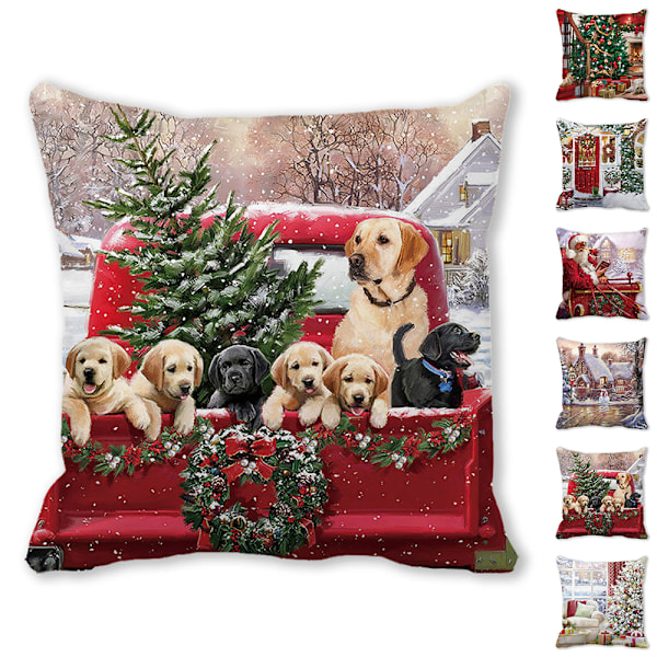 Jul örngott 45x45cm Dekorativt örngott Vinter Jul Dekorationer För Hem Trä Hjort Soffa Kuddfodral F