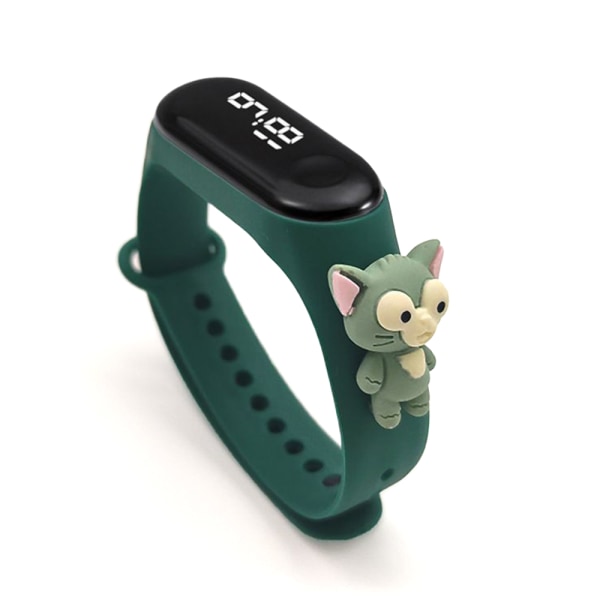 Barn Cartoon LED Söt watch / Smart Watch Sportarmband Dark green painter cat