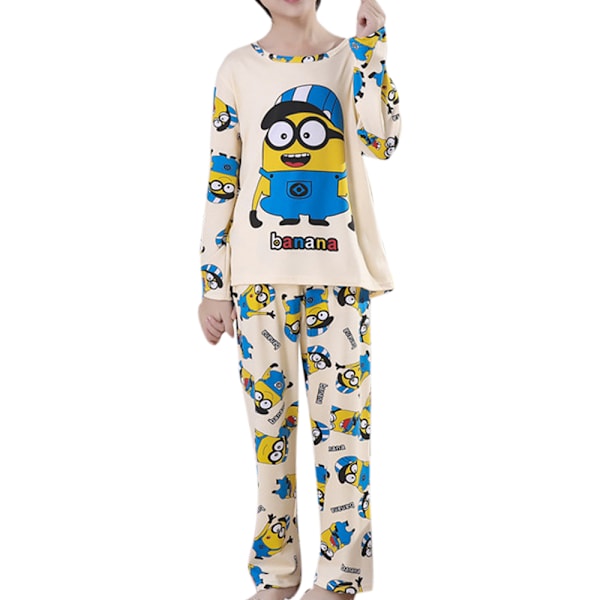 Barnens avslappnade bekväma långärmade hemmaplagg pyjamas med tecknade motiv Minions 122-128cm
