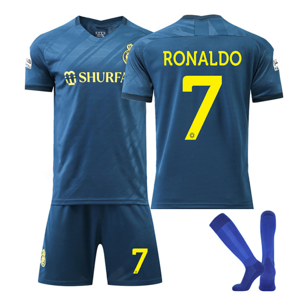 2023-24 Saudi Al-Nassr FC Victory Away Shirt Ronaldo No.7 Fotbollströja Barn Kortärmad Fotbollströja Kit Fotbollströja Set 4-5Years