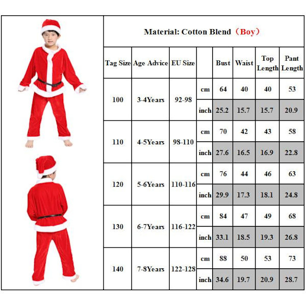 Jultomte Elfdräkt Unisex Barnkläder Klä Upp Hjälpare Outfit Present 2-12 År Boys 140cm