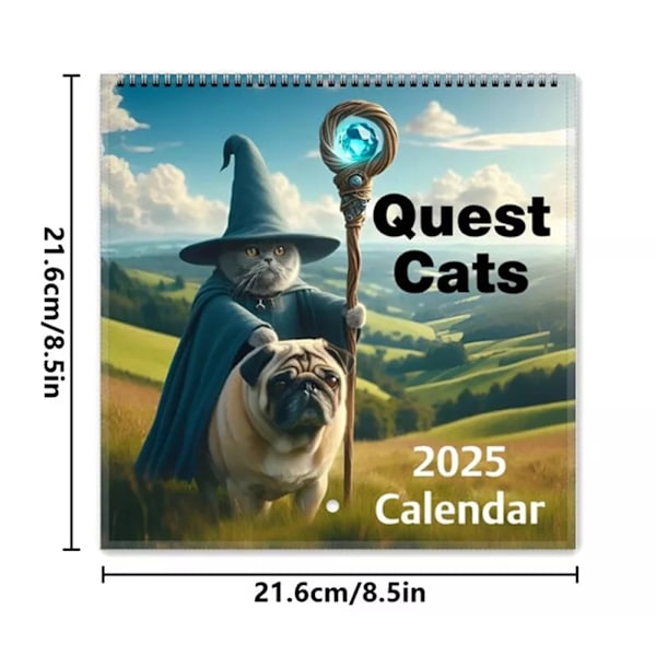 2025 Weird Medieval Quests Cats Kalender 2025, Rolig Katt Väggkalender Månadskalender 2025