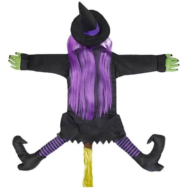 Hängande Häxa som Krockar med Träd Halloween Flygande Utomhusdekoration purple