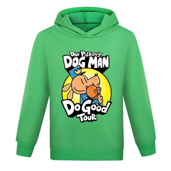 Dog Man Figur Poserende Ungdom Royal Blå Langærmet Hættetrøje Green 140cm