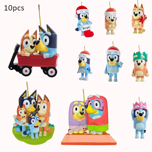 10 st julhängande dekorationer i blått akryl, 2D, julgransdekoration, julklapp 10PCS