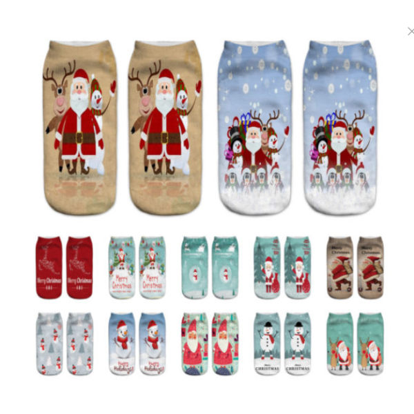 2/4/6/8/12 par julstrumpor i 12 färger, dekorativa, trendiga, tecknade red Reindeer 2PCS