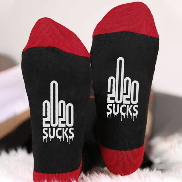 1 par printed mjuka strumpor Dam Damer Mysig Casual Sport Sock Black + Red