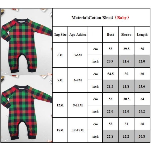 Familjematchande julpyjamas Jammies nattkläder långärmad Baby 12M