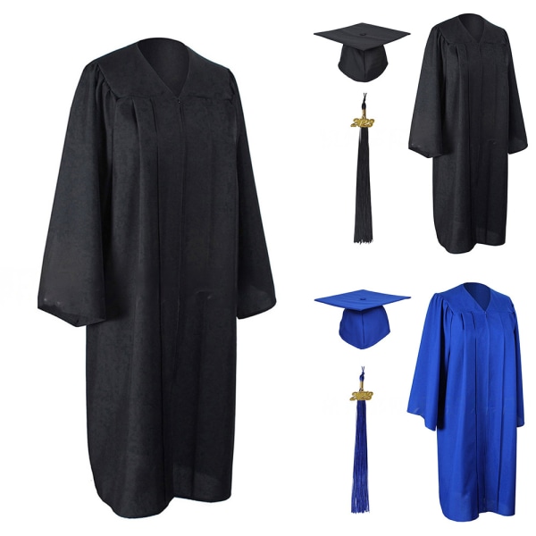 Graduation Gown College Cap Set Unisex klänning för gymnasiet Black 45
