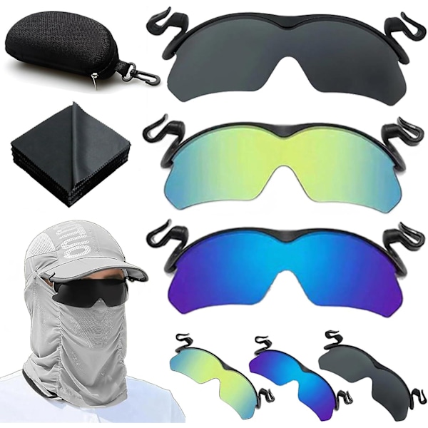 2024 Nya polariserade clip-on solglasögon, clip-on hatt polariserade solglasögon, fiske cykling jakt UV-skydd solglasögon Grey