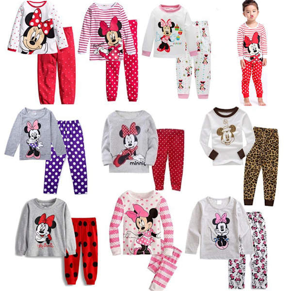 Minnie Pyjamas för små flickor, grafiskt långärmad tröja & byxor, sovkläder, hemmakläder, pyjamas #6 100cm