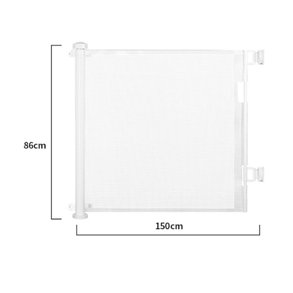 Babysäkerhetsgrind - Dörrsäkerhetsgrind - Skyddsgardin, Husdjursdörrsgrind, Utdragbar Dörrgardin, Utdragbara Hundbarriärer, 0-300cm White 150cm