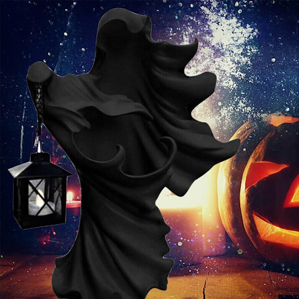 Spøgelsesheks Solcelle Lanterne Statue Halloween Ornamenter Dekorationer Black
