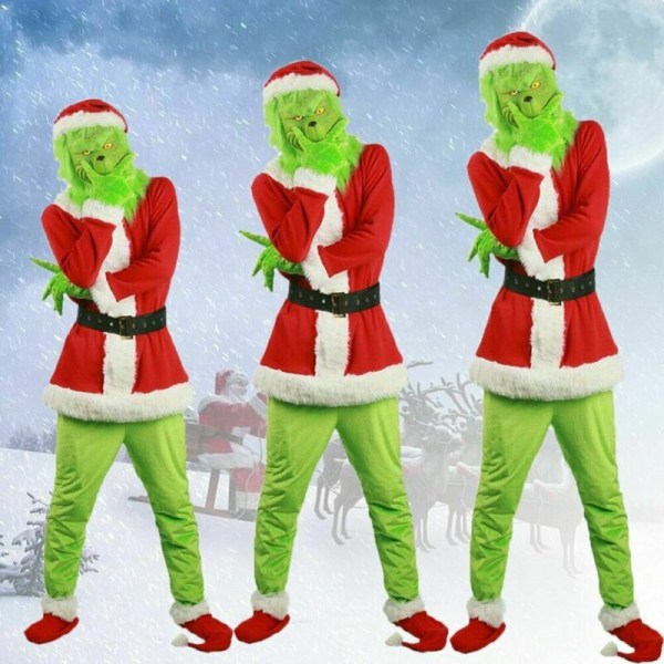 The Grinch Mask Cosplay Cosplay How the Grinch Stole Christmas Costume + Mask 2XL