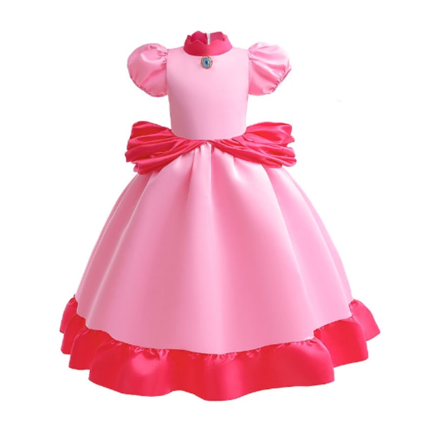 Flickors Prinsessan Peach Klänning Kostym Julparty Klänning Upp 100cm