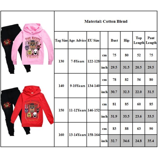 Teddybjörn Träningsoverall Barn Huvtröja Byxor Jogging Sportset red 140cm