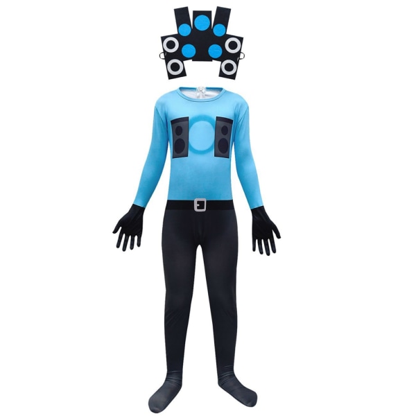 Barn Skibidi Toalett TV Man Juldräkt Jumpsuit Mask Set 150cm