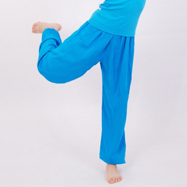 Barn Flickor Pojke Baby Byxor Harem Byxor Casual Lösa bomull Yoga Dans Leggings Royal blue 100cm