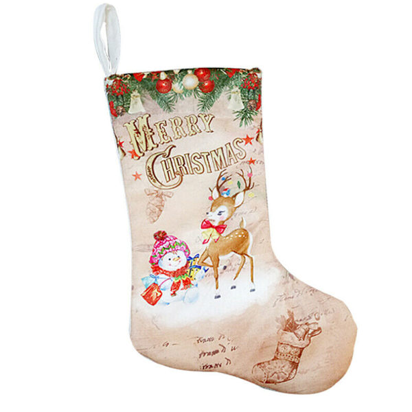 Stor Julstrumpa med Jultomte och Älg - Godispåse för Julhängande deer