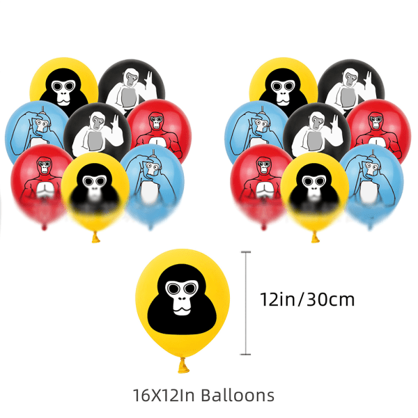 Gorilla Tag Party Tillbehör inkluderar banner ballonger dekoration